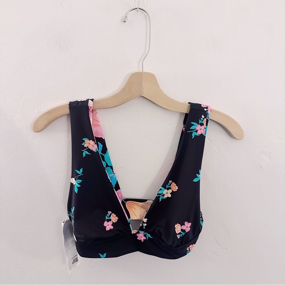 Billabong Tropic Time Reversible Plunge Bikini Top Floral V Neck Swimwear - Picture 7 of 8